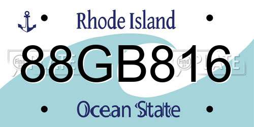 88GB816 Rhode Island License Plate
