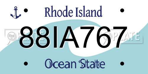 88IA767 Rhode Island License Plate