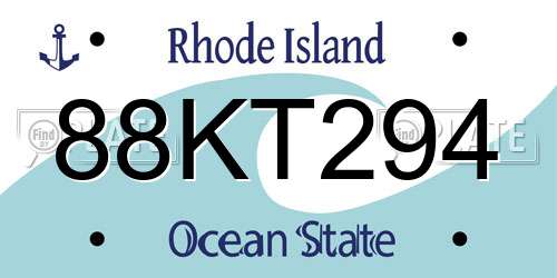 88KT294 Rhode Island License Plate
