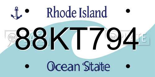 88KT794 Rhode Island License Plate