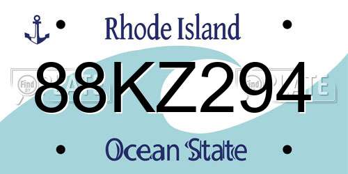 88KZ294 Rhode Island License Plate