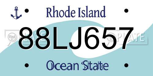 88LJ657 Rhode Island License Plate