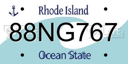 88NG767 Rhode Island License Plate