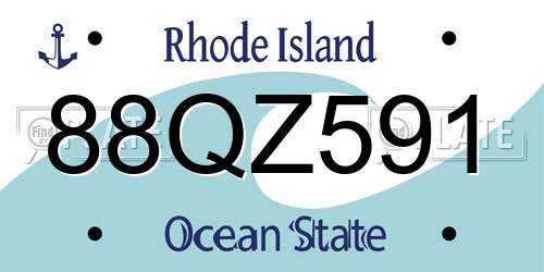 88QZ591 Rhode Island License Plate