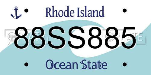 88SS885 Rhode Island License Plate