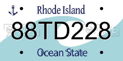 88TD228 Rhode Island License Plate