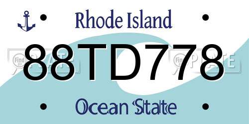 88TD778 Rhode Island License Plate