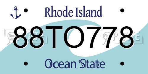 88TO778 Rhode Island License Plate