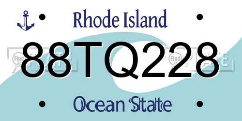 88TQ228 Rhode Island License Plate