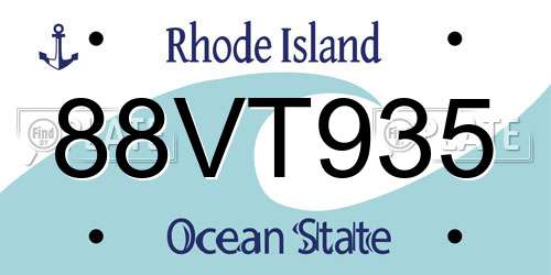 88VT935 Rhode Island License Plate