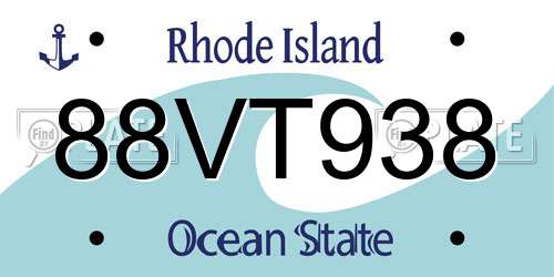 88VT938 Rhode Island License Plate