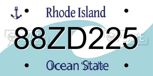 88ZD225 Rhode Island License Plate