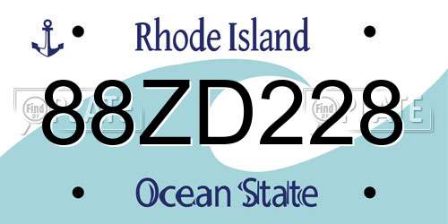 88ZD228 Rhode Island License Plate