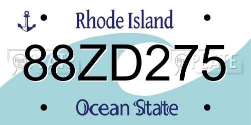 88ZD275 Rhode Island License Plate