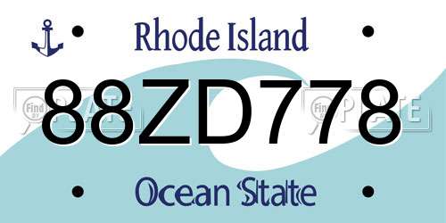 88ZD778 Rhode Island License Plate