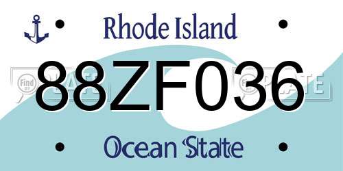 88ZF036 Rhode Island License Plate