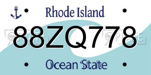 88ZQ778 Rhode Island License Plate