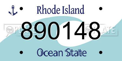 890148 Rhode Island License Plate