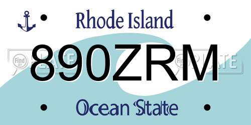 890ZRM Rhode Island License Plate