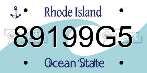 89199G5 Rhode Island License Plate