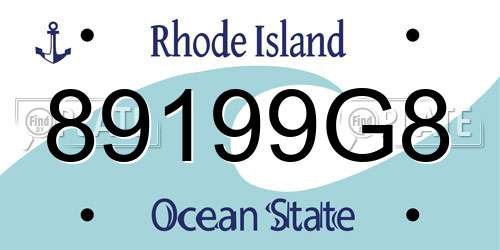 89199G8 Rhode Island License Plate