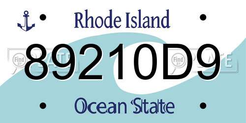 89210D9 Rhode Island License Plate