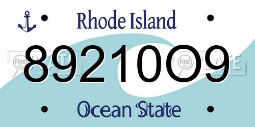 89210O9 Rhode Island License Plate