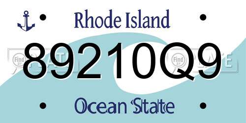 89210Q9 Rhode Island License Plate