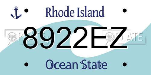 8922EZ Rhode Island License Plate