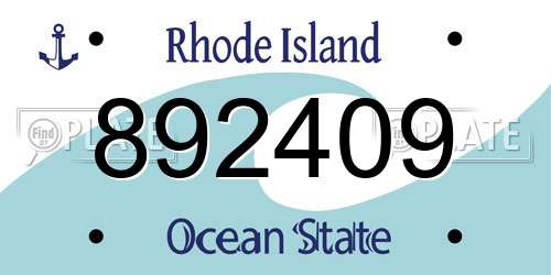 892409 Rhode Island License Plate