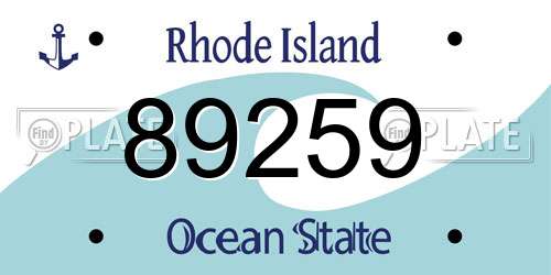 89259 Rhode Island License Plate