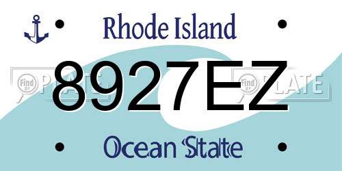 8927EZ Rhode Island License Plate