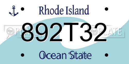 892T32 Rhode Island License Plate