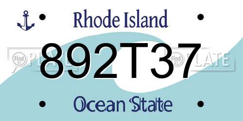 892T37 Rhode Island License Plate