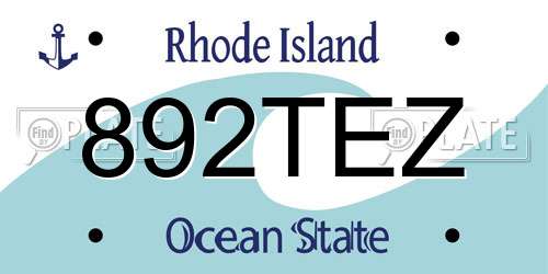 892TEZ Rhode Island License Plate