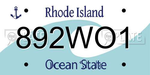 892WO1 Rhode Island License Plate