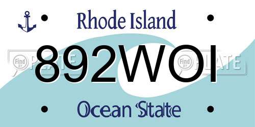 892WOI Rhode Island License Plate