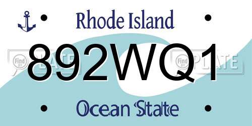 892WQ1 Rhode Island License Plate