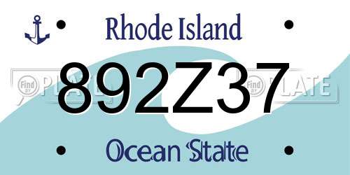 892Z37 Rhode Island License Plate