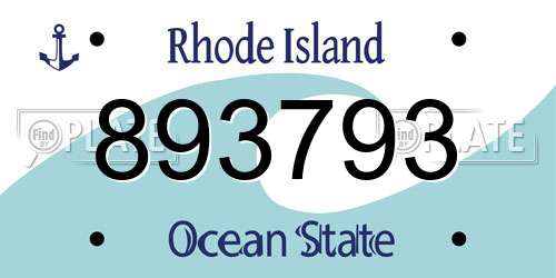 893793 Rhode Island License Plate