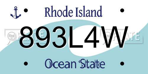893L4W Rhode Island License Plate