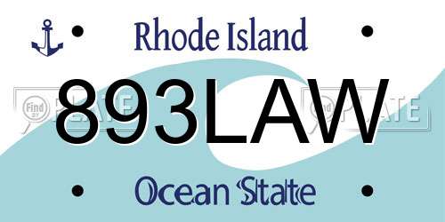 893LAW Rhode Island License Plate