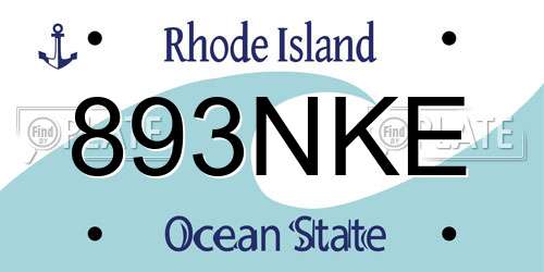 893NKE Rhode Island License Plate