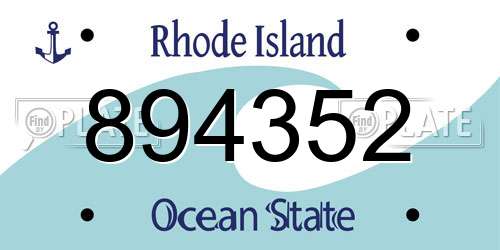894352 Rhode Island License Plate