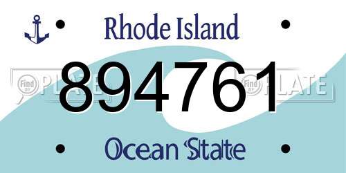 894761 Rhode Island License Plate