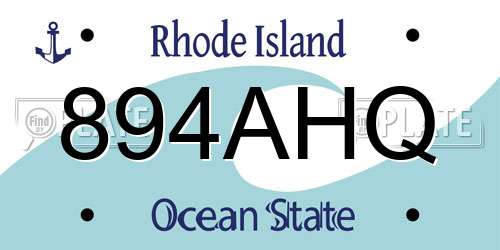 894AHQ Rhode Island License Plate