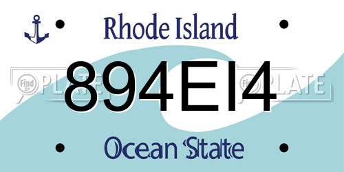 894EI4 Rhode Island License Plate