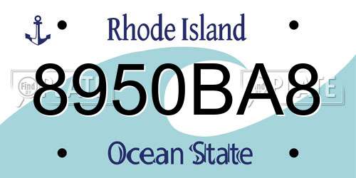 8950BA8 Rhode Island License Plate