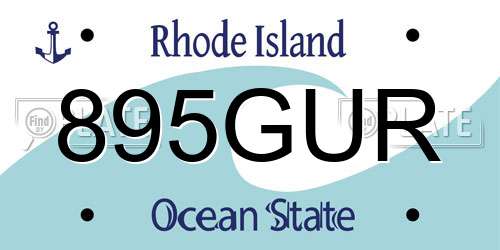 895GUR Rhode Island License Plate