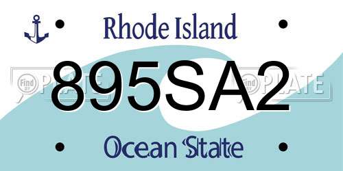 895SA2 Rhode Island License Plate